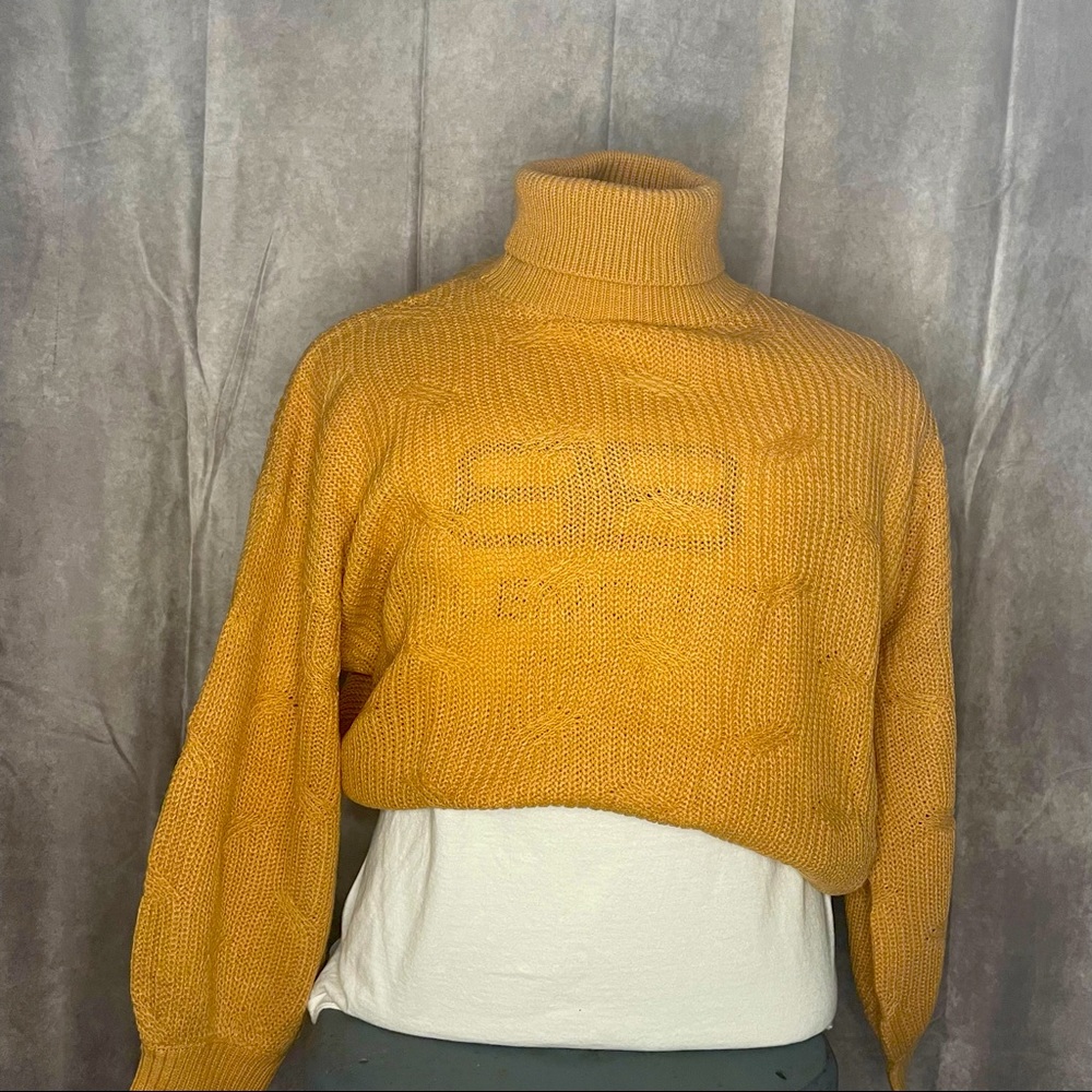 Orange turtleneck sweater (crop top)